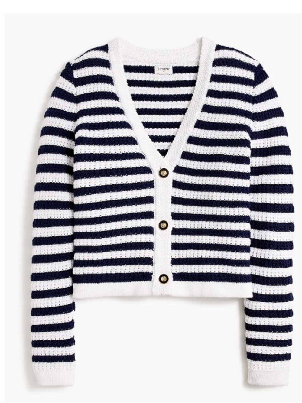 J Crew Factory Striped V-Neck Button-Front Cardigan - Navy & White size S